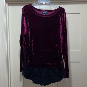 Karen Kane velvet. pink/ red in color long sleeve top